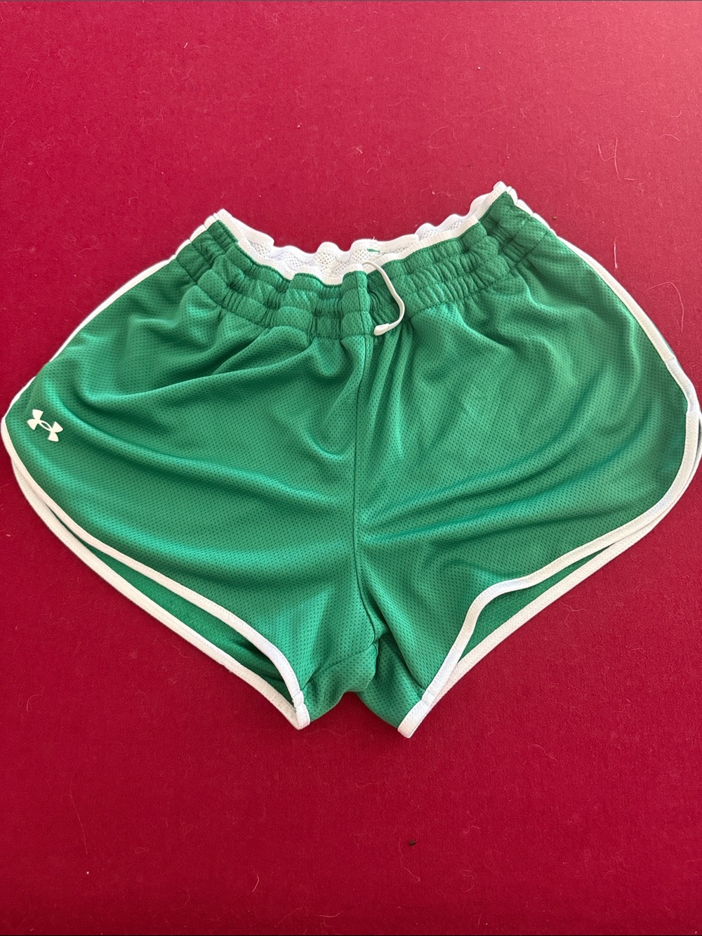 Under Armour Green Athletic Shorts with White Trim